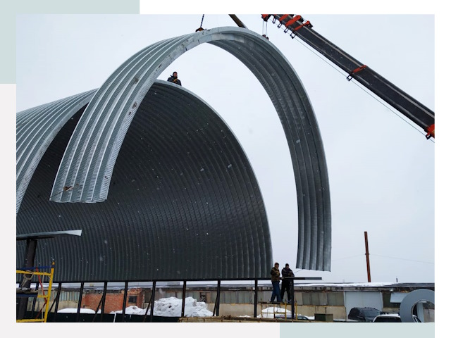 Полукруглые ангары в Арзамасе